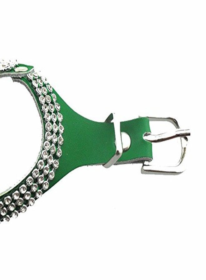 Nema NM Nema Pet Leather Bling Rhinestone Harness for Small Dogs - Large - Green - Image 4